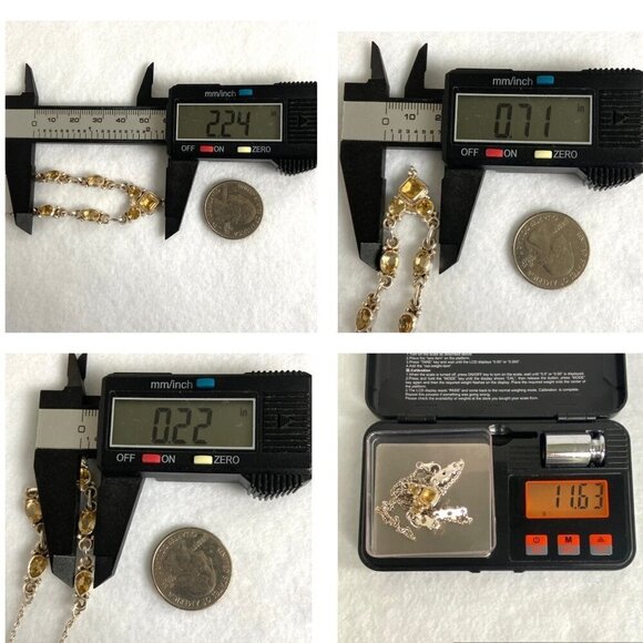 Sterling Silver 925 Multi Gemstone Citrine Collar V Necklace Cable Chain 17" - Picture 10 of 16